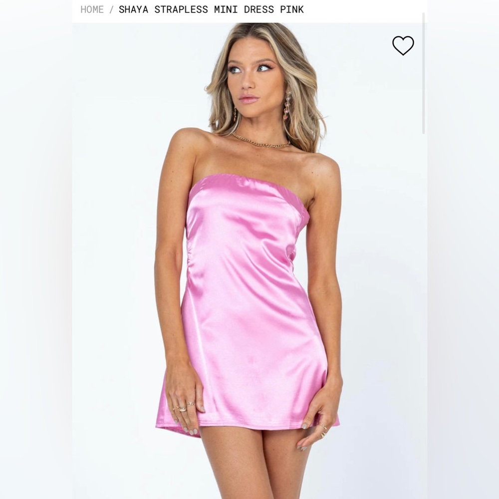 Princess Polly strapless pink satin dress